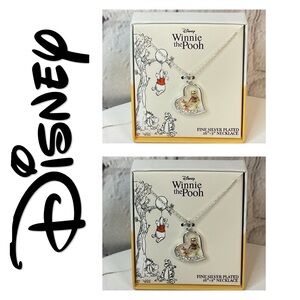 🐘🐘💓 Disney Winnie the Pooh Diamond Heart Pendant Necklace in Silver